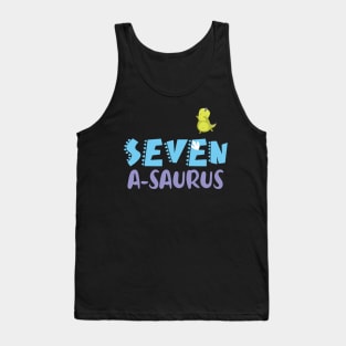 Family Dinosaur Matching 7th Birthday Seven-A-Saurus Gift For Boys Kids toddlers Tank Top